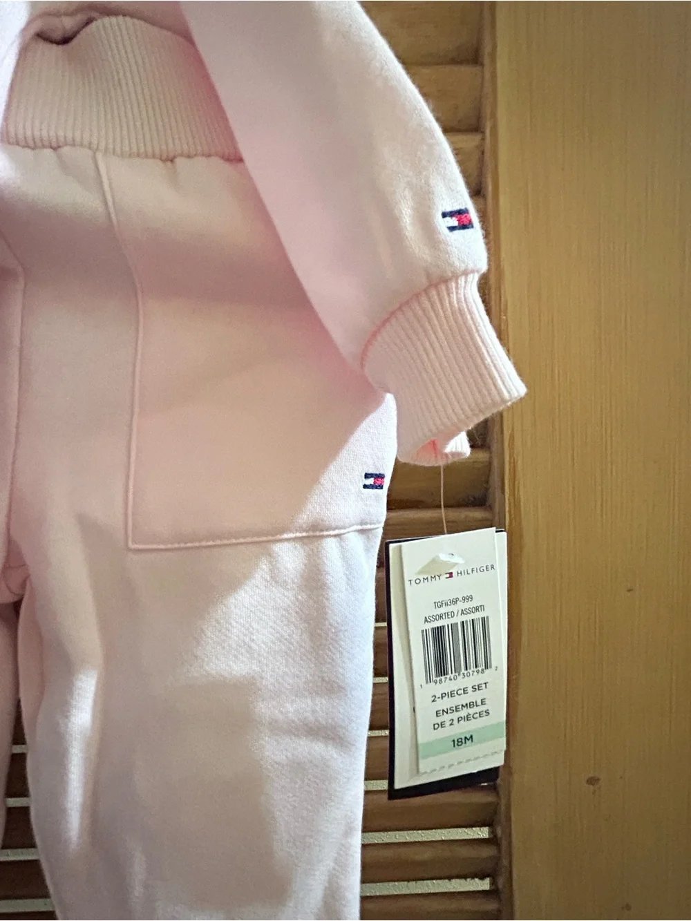 Tommy Hilfiger Light Pink Logo Fleece Hoodie and Joggers Set 18 M